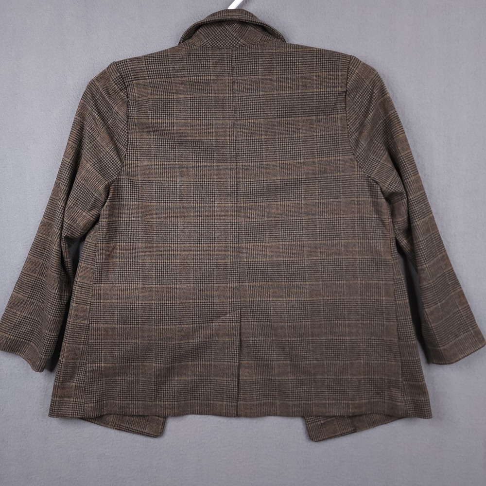 Old Navy Womens XS Petite Relaxed Unlined Blazer Brown Plaid Jacket New - Picture 9 of 16
